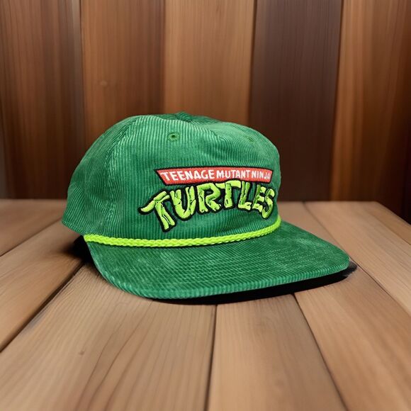 TMNT Green Corduroy Snapback Hat Ninja Turtles Rope Cap OSFM Adjustable - Picture 1 of 8